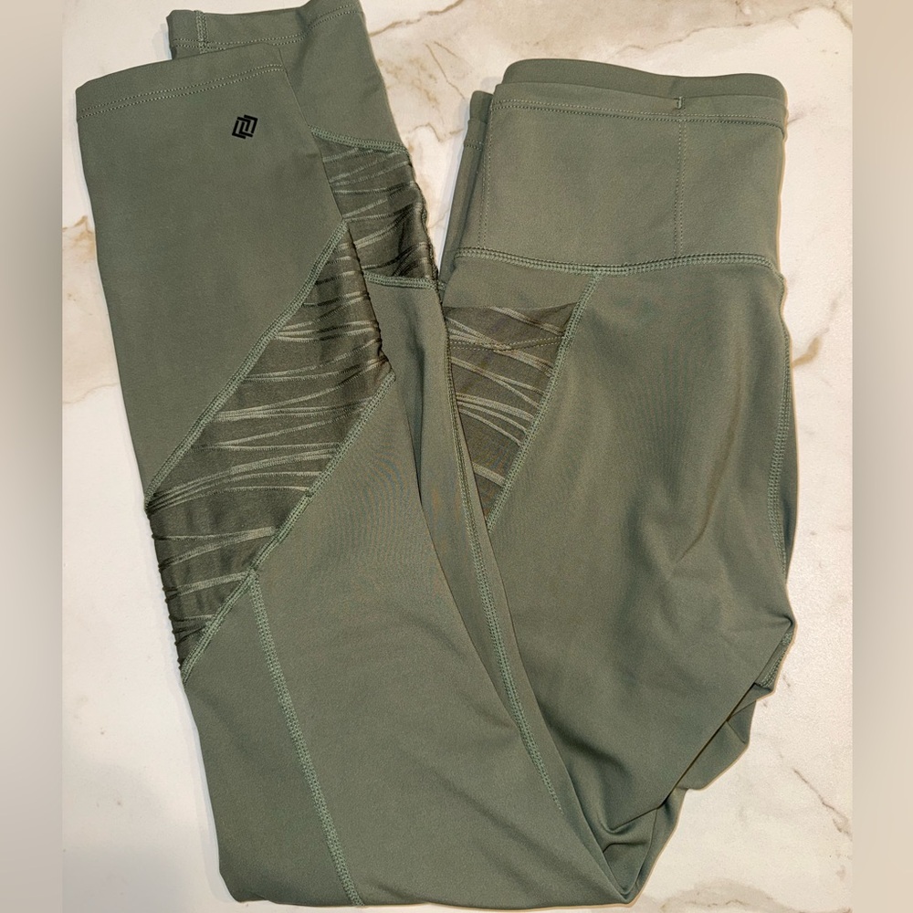 Linc Sage Green moto Leggings Small Mesh Panel High Rise Activewear Workout